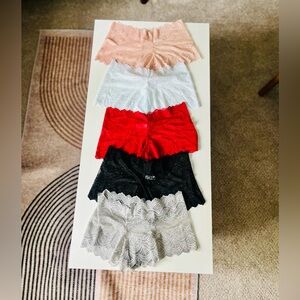 Lace Panties Set - Red, Black, White, Pink, Gray